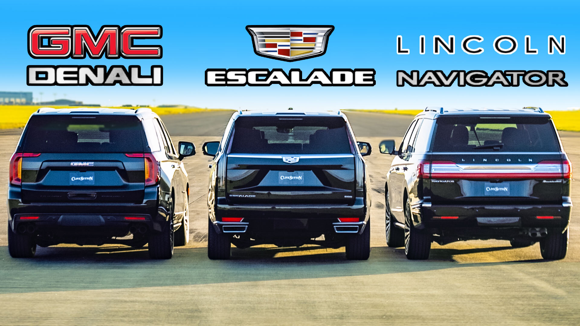 Drag race Lincoln Navigator vs Cadillac Escalade vs GMC Yukon Denali