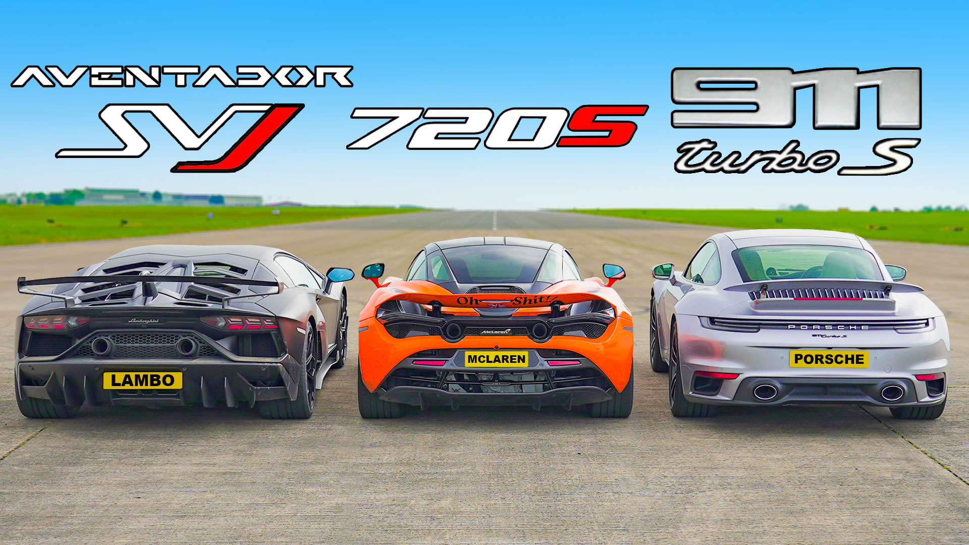 Drag race: Porsche 911 Turbo S vs McLaren 720S vs Lamborghini Aventador SVJ  | carwow