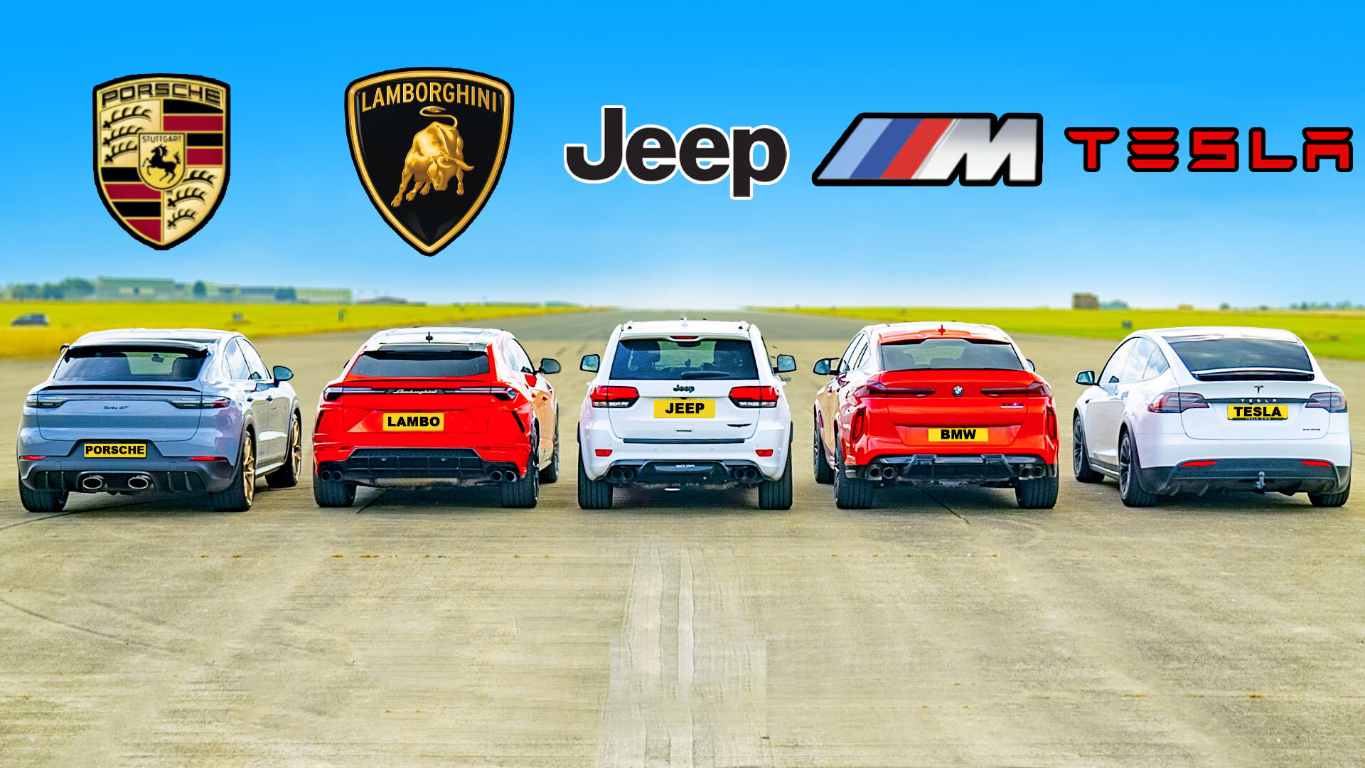 Drag race: Porsche Cayenne Turbo GT vs Lamborghini Urus vs Jeep Grand  Cherokee Trackhawk vs BMW X6 M vs Tesla Model X Performance | carwow