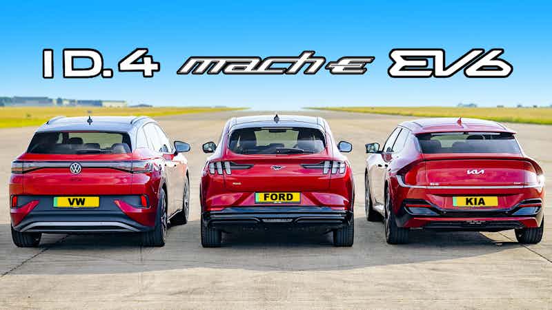Drag Race VW ID4 GTX Vs Ford Mustang Mach E Vs Kia EV6 Carwow drag-race-vw-id4-gtx-vs-ford-mustang-mach-e-vs-kia-ev6-carwow